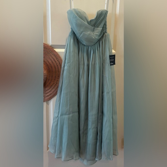 LULUS Fairytale Design Sage Green Organza Strapless A-Line Midi Dress XS NWT - Picture 4 of 14
